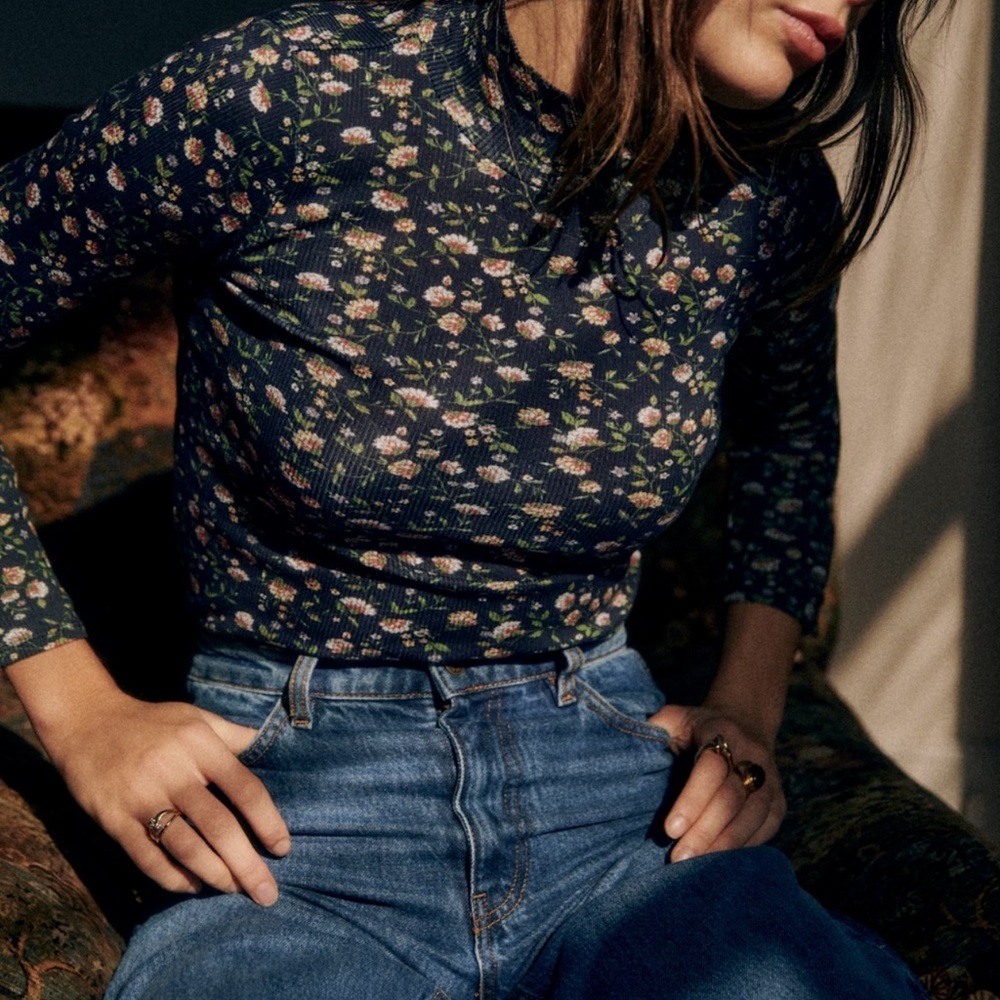 Sézane Felix Jumper Navy Miranda print